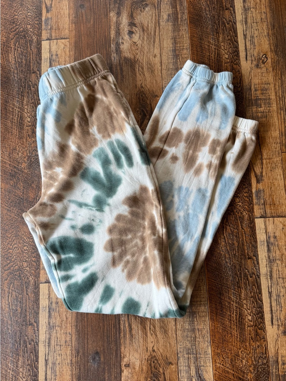 ASO Tie Dye Jogger Sweatpants Blue Brown‎ Green Fleece Lined Lounge Pants XS
